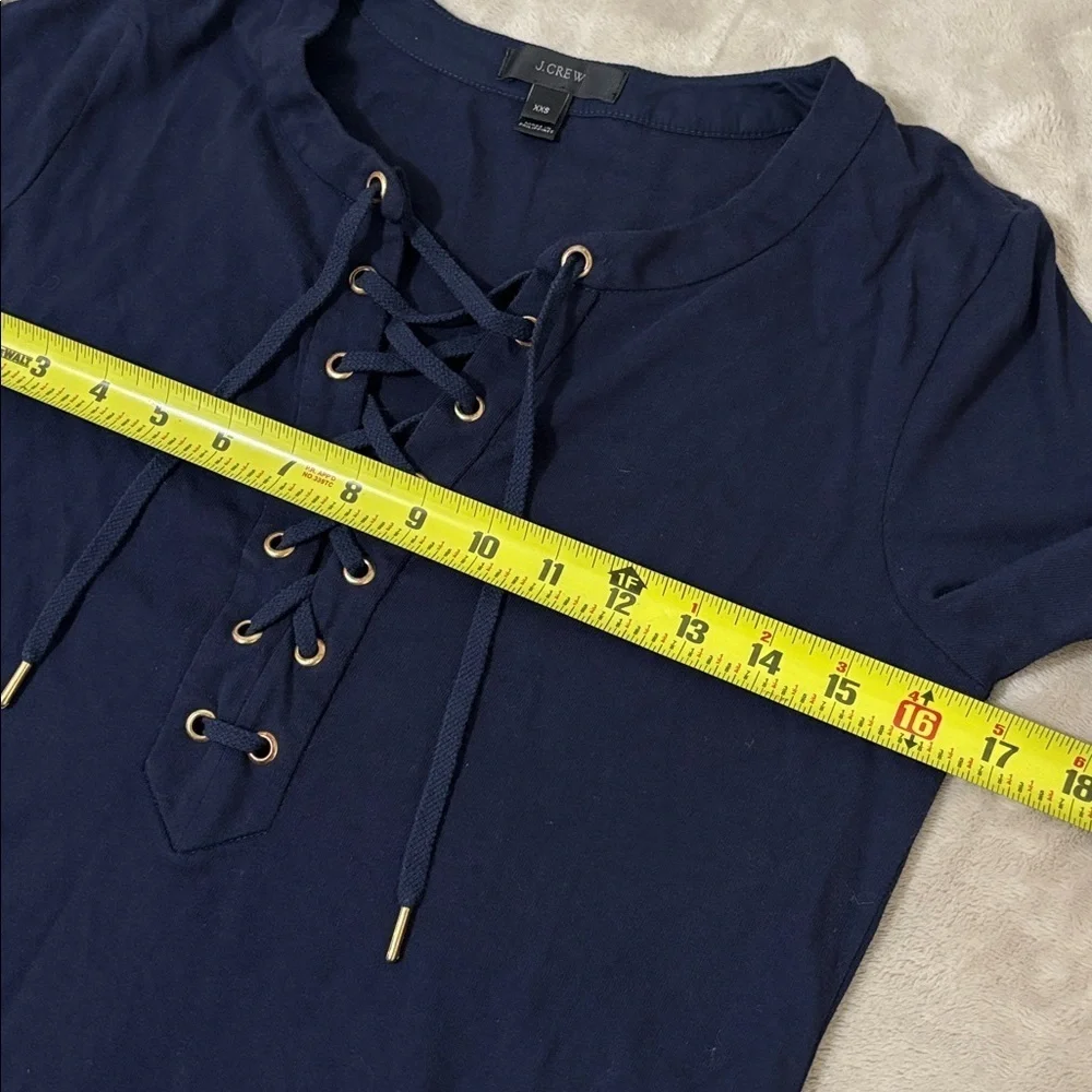 J. Crew Dark Blue Lace-Up Top Size XXS